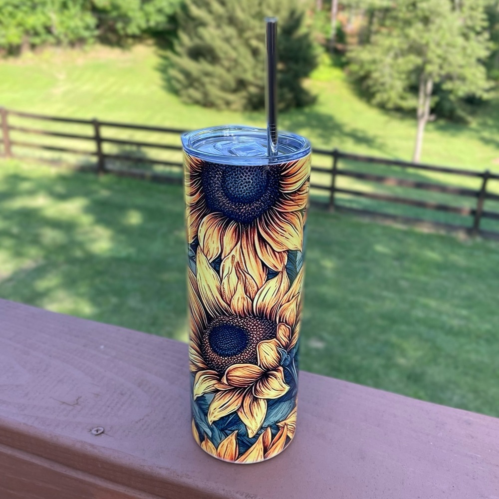 20 Oz Skinny Straight Tumbler - Sunflower